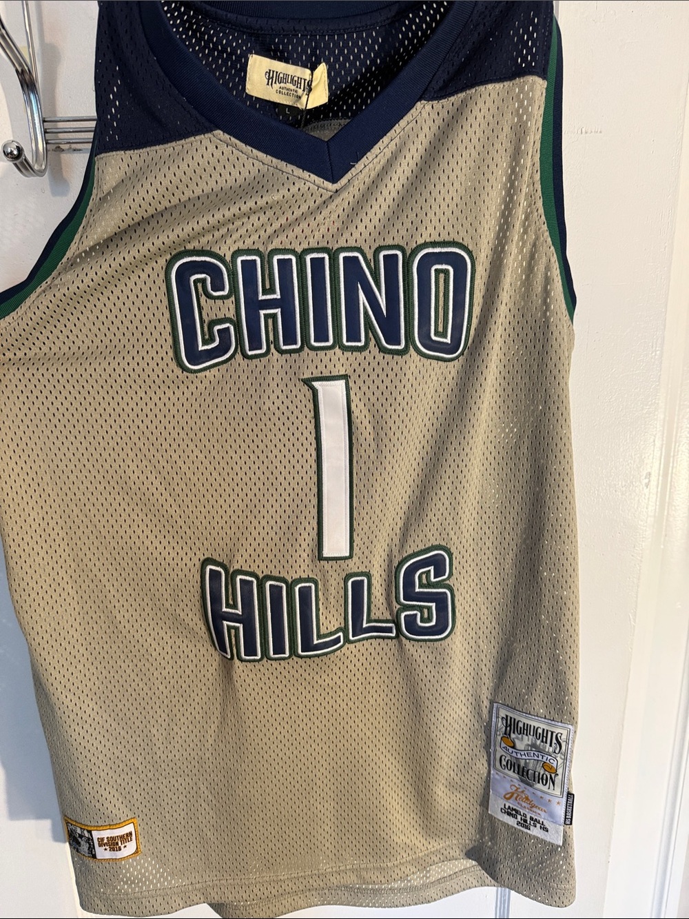Lamelo Ball Chino Hills #1 Basketball Jersey - Beige Navy Green